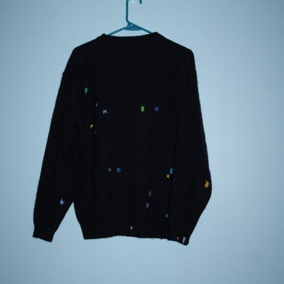 L.L.Bean Men's Large 100% Wool Md in Scotland Colored Patches Crew Neck Sweater - Picture 6 of 16